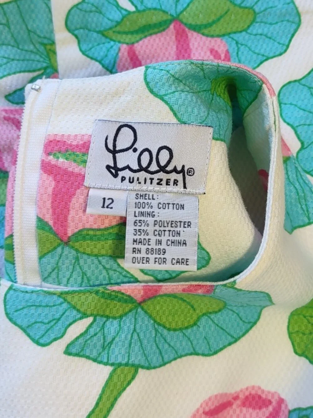 Lilly Pulitzer Girl's Cotton Shift Dress 'Lily Pads & Frogs Lined  Sz 12 - Picture 6 of 7